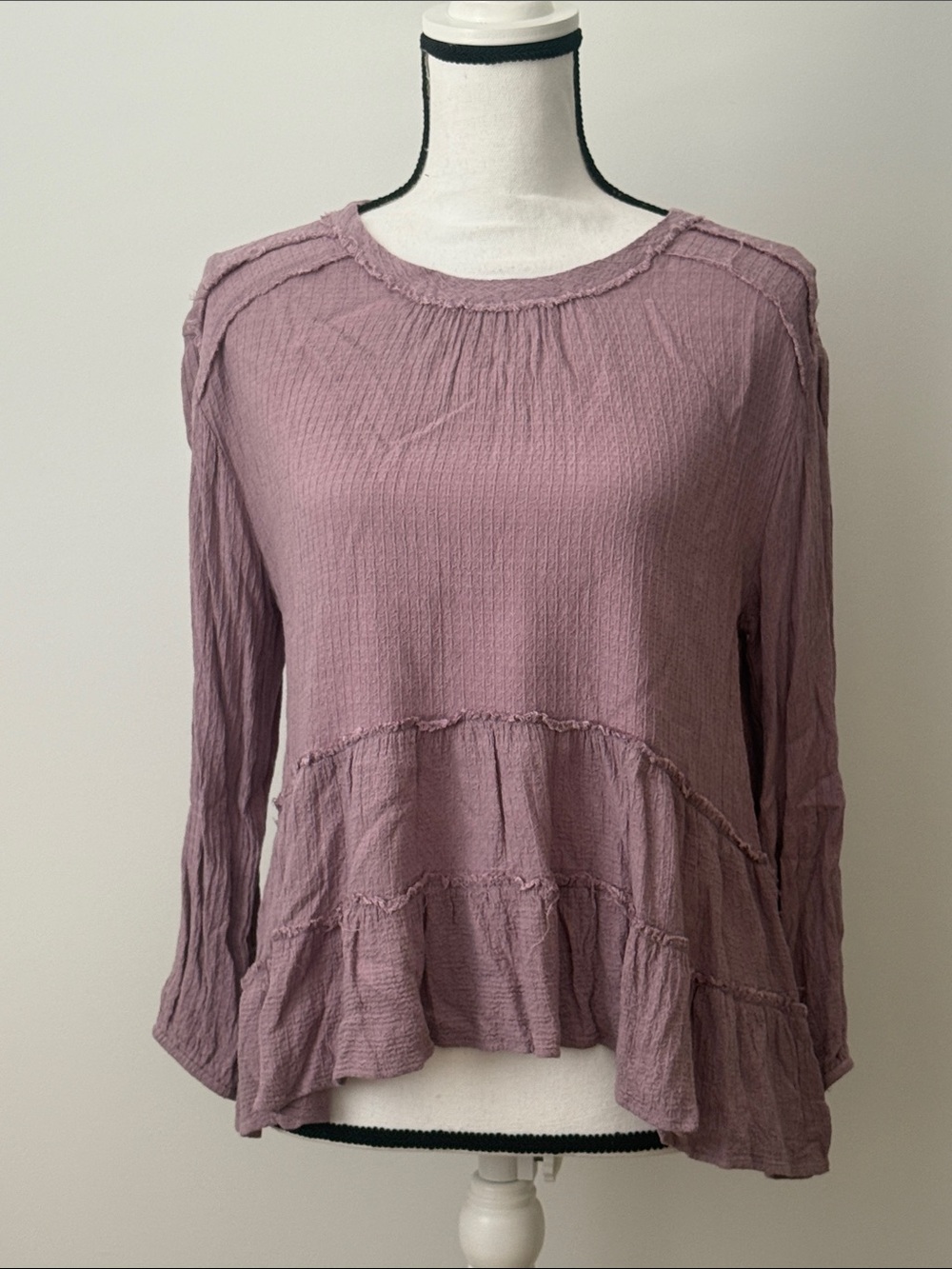 Altar'd State Long-Sleeve Crinkle Ruffle Top